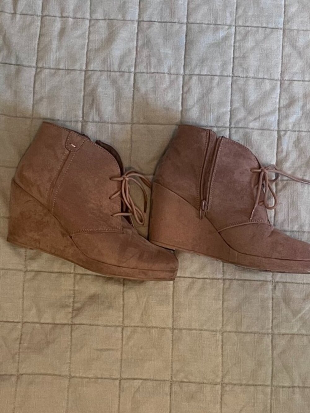 Women's Ankle Boots, Wedges, Size 9.5, Faux Suede